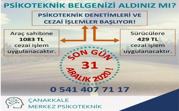 PSİKOTEKNİK DENETİMLERİ VE CEZAİ İŞLEMLER BAŞLIYOR